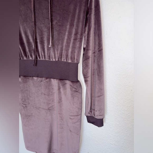 Derek Heart Velour Comfort Soft Hooded Mauve Dress Medium - Picture 3 of 12